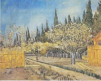 Orchard in Blossom, Bordered by Cypresses April, 1888 Kröller-Müller Museum, Otterlo (F513)