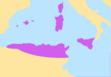 Greatest extent of the Vandal Kingdom تقریباً 476