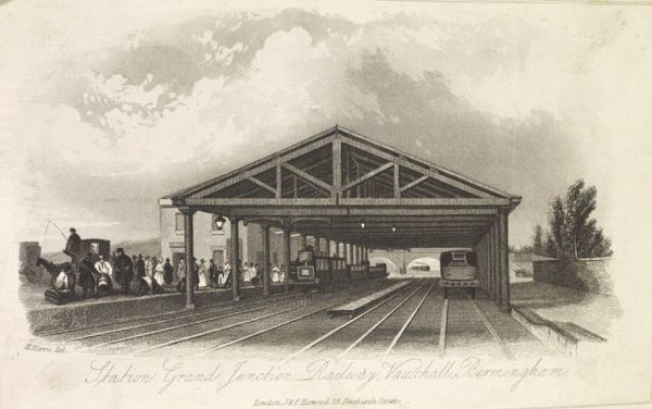 Vauxhall railway station – Birmingham's first – in 1837