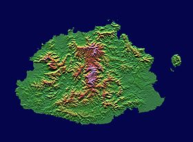 Gekleurd radarsatellietbeeld van Viti Levu.