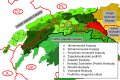 Східна частина Західніх Бескидів, позначено червоним (h)