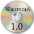 computer disk icon of CD/DVD with WikipediA and 1.0 written on it