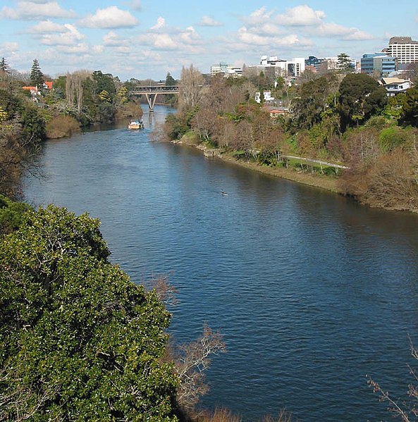 The Waikato River passing through Hamilton