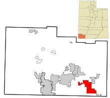 Washington County Utah opgenomen en niet opgenomen gebieden Apple Valley highlighted.svg