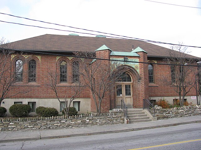 The Weston Branch of the Toronto Public Library. The building was erected as a Carnegie library in 1914.