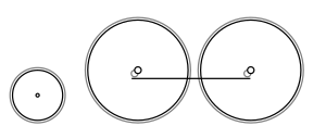 Schéma d'une petite roue d'entraînement et de deux grandes roues motrices reliées entre elles par une tige d'accouplement