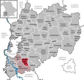 Poziția Wolfertschwenden pe harta districtului Unterallgäu