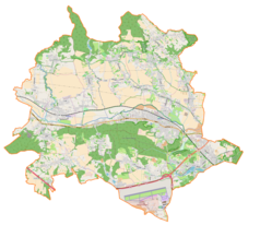 Mapa konturowa gminy Zabierzów, na dole po lewej znajduje się punkt z opisem „Brzoskwinia”