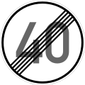 Zeichen 278-40 Ende der zulässigen Höchst­geschwindigkeit; bisher Zeichen 278-54