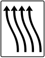 Zeichen 511–13 Verschwenkungs­tafel – ohne Gegenverkehr – vierstreifig nach links