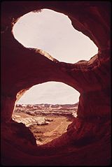 "PAUL BUNYON'S POTTY" IN THE NEEDLES IS A FINE EXAMPLE OF A POT HOLE ARCH, AN ARCH THROUGH A ROOF - NARA - 545584.jpg
