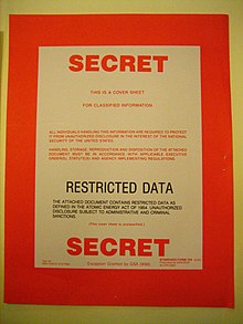 Secret-Restricted Data Cover Sheet, By Glunggenbauer, Shared under CC BY 2.0 Wikimedia "Secret-Restricted Data" cover sheet (6322546385).jpg