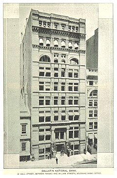 (King1893NYC) pg723 GALLATIN NATIONAL BANK. 38 WALL STREET, BETWEEN NASSAU AND WILLIAM STREETS, ADJOINING ASSAY OFFICE.jpg