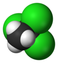 Molecuulmodel van 1,1,1-trichloorethaan