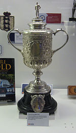 The second FA Cup trophy, pictured here, is identical in design to that won by Wanderers. The original trophy was stolen in 1895 and never recovered 1896 FA Cup.jpg