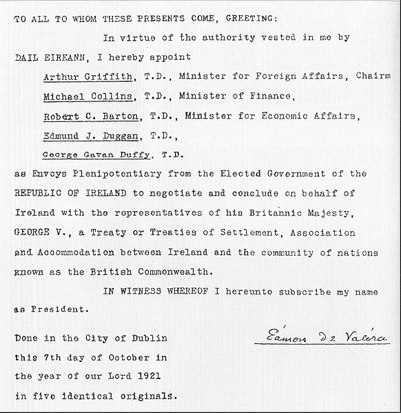 File:1922 letter from President de Valera, appointing Irish plenipotentiaries.jpg