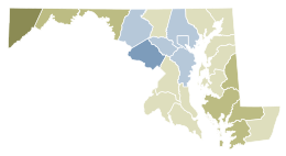 2012 Maryland spørsmål 6 resultater kart etter county.svg