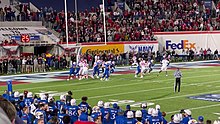 Arkansas scores a two-point conversion in double overtime 2022 Liberty Bowl two-point conversion double overtime.jpg