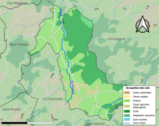 Barevná mapa znázorňující využití půdy.