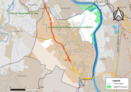 Carte des ZNIEFF de type 1 localisées sur la commune.