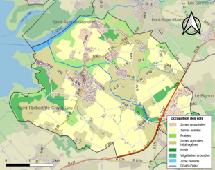 Barevná mapa znázorňující využití půdy.