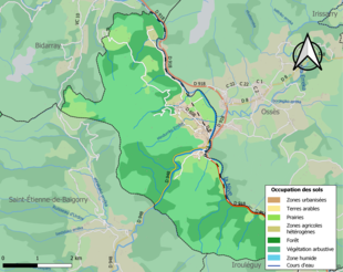 Barevná mapa znázorňující využití půdy.