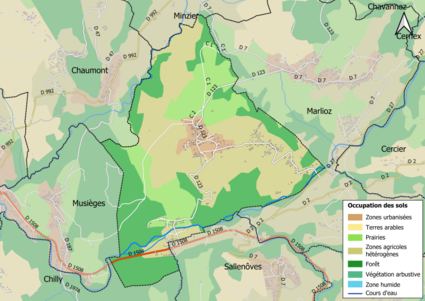 Carte en couleurs présentant l'occupation des sols.