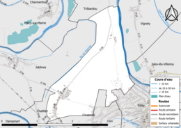 Mappa a colori che mostra la rete idrografica del comune