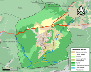 Kolorowa mapa przedstawiająca użytkowanie gruntów.