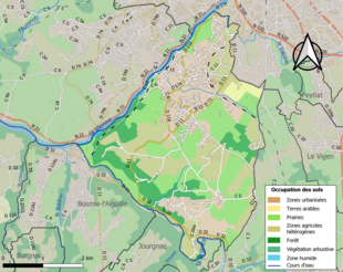 Barevná mapa znázorňující využití půdy.