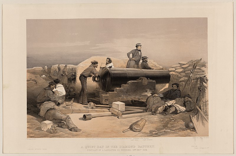 File:A quiet day in the diamond battery - portrait of a Lancaster 68 pounder, 15th Decr. 1854 - W. Simpson del. LCCN2004672569.jpg