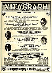 Ten Vitagraph releases, including Lady Godiva, October 16-28, 1911 Advertisement for 10 Vitagraph films in October 1911.jpeg