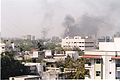 The skyline of Ahmedabad filled with smoke as buildings and shops are set on fire by rioting mobs