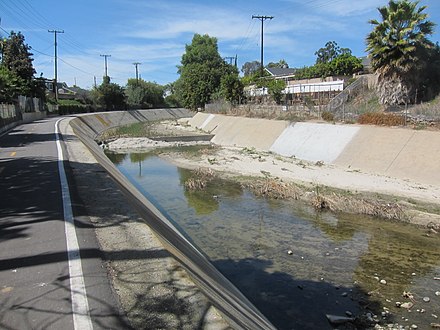 A channelized section of Aliso Creek in Lake Forest