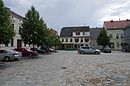 City center with town hall and arable houses