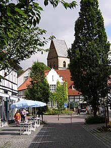 The "Heart of Halle" with Lutheran St. John's church and Ronchin-Platz in front Ansicht Haller Herz von Sueden.jpg