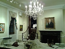 Interior of the Club before a reception. On the wall is a portrait of James Monroe, who lived at the Cleveland Abbe House at the start of his presidency. Arts Club of Washington - interior.jpg