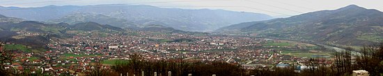 A panoramic view of Bajina Bašta.