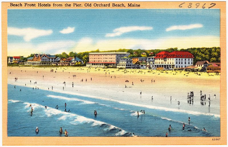 File:Beach front hotels from the pier, Old Orchard Beach, Maine (63967).jpg