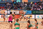 Deutsch: Beachhandball Europameisterschaften 2019 (Beach handball Euro); Tag 6: 7. Juli 2019 – Frauenfinale, Dänemark-Ungarn 2:0 (18:12, 23:22) English: Beach handball Euro; Day 6: 7 July 2019 – Women's Final – Denmark-Hungary 2:0 (18:12, 23:22)