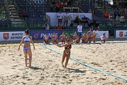 Deutsch: Beachhandball Europameisterschaften 2019 (Beach handball Euro); Tag 2: 3. Juli 2019 – Frauen, Vorrunde Gruppe C, Spanien-Griechenland 2:1 (12:20, 18:16; 8:2) English: Beach handball Euro; Day 2: 3 July 2019 – Women Preliminary Round Group C – Spain-Greece 2:1 (12:20, 18:16; 8:2)