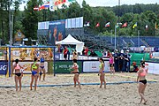 Deutsch: Beachhandball Europameisterschaften 2019 (Beach handball Euro); Tag 2: 3. Juli 2019 – Frauen, Vorrunde Gruppe D, Nordmazedonien-Ukraine 1:2 (15:26, 23:22, 6:8) English: Beach handball Euro; Day 2: 3 July 2019 – Women Preliminary Round Group D – North Macedonia-Ukraine 1:2 (15:26, 23:22, 6:8)