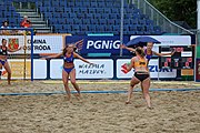 Deutsch: Beachhandball Europameisterschaften 2019 (Beach handball Euro); Tag 5: 6. Juli 2019 – Frauen, Halbfinale, Ungarn-Niederlande 2:0 (19:16, 15:12) English: Beach handball Euro; Day 5: 6 July 2019 – Semifinal Women – Hungary-Netherlands 2:0 (19:16, 15:12)