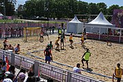 Deutsch: Beachhandball bei den Olympischen Jugendspielen 2018; Tag 4, 10. Oktober 2018; Jungs, Vorrunde, Gruppe B - Portugal-Paraguay 2:0 English: Beach handball at the 2018 Summer Youth Olympics at 10 October 2018 – Boys Preliminary Round Group B – Portugal-Paraguay 2:0