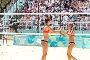 Deutsch: Beachvolleyball bei den Olympischen Jugendspielen 2018; Tag 9, 15. Oktober 2018; Mädchen, Viertelfinale: USA-Spanien 2–1 (21–19/17–21/15–9) English: Beach volleyball at the 2018 Summer Youth Olympics at 15 October 2018 – Girls Quarterfinals: USA-Spain 2–1 (21–19/17–21/15–9)