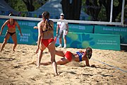 Deutsch: Beachvolleyball bei den Olympischen Jugendspielen 2018; Tag 8, 14. Oktober 2018; Mädchen, Achtelfinale – Bolivien-Puerto Rico 0:2 (18–21/18–21 ) English: Beach volleyball at the 2018 Summer Youth Olympics at 14 October 2018 – Girls Round of 16 – Bolivia-Puerto Rico 0:2 (18–21/18–21 )