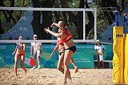 Deutsch: Beachvolleyball bei den Olympischen Jugendspielen 2018; Tag 8, 14. Oktober 2018; Mädchen, Achtelfinale – Bolivien-Puerto Rico 0:2 (18–21/18–21 ) English: Beach volleyball at the 2018 Summer Youth Olympics at 14 October 2018 – Girls Round of 16 – Bolivia-Puerto Rico 0:2 (18–21/18–21 )