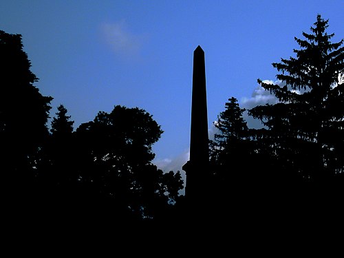 Obelisk marking the Blum family plot, Mount Lebanon Cemetery, south of Pittsburgh