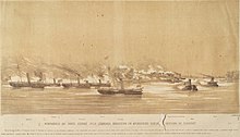 Bombardeio ao Forte Itapirú pela Esquadra Brasileira em Operações contra o Governo do Paraguai.jpg