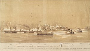 Bombardeio ao Forte Itapirú pela Esquadra Brasileira em Operações contra o Governo do Paraguai.jpg